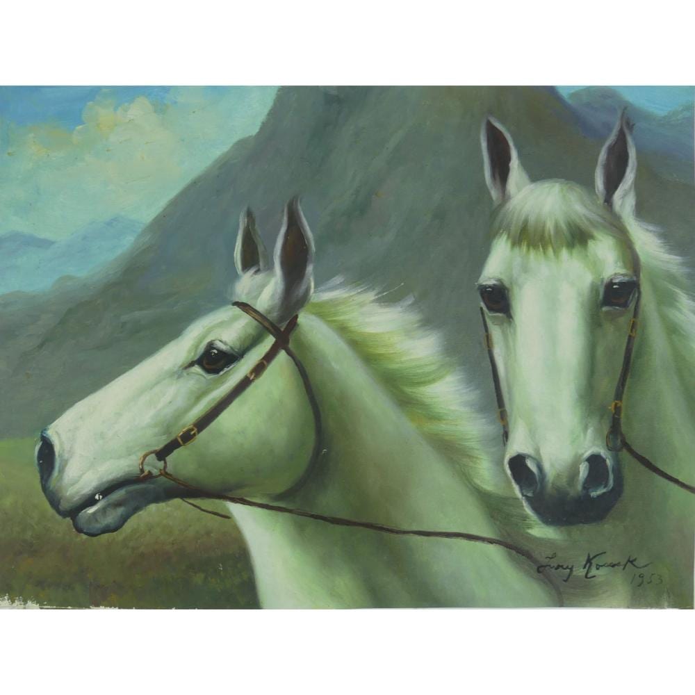 Jersy Kossak comparable auction result: jerzy kossak horses oil painting on canvas