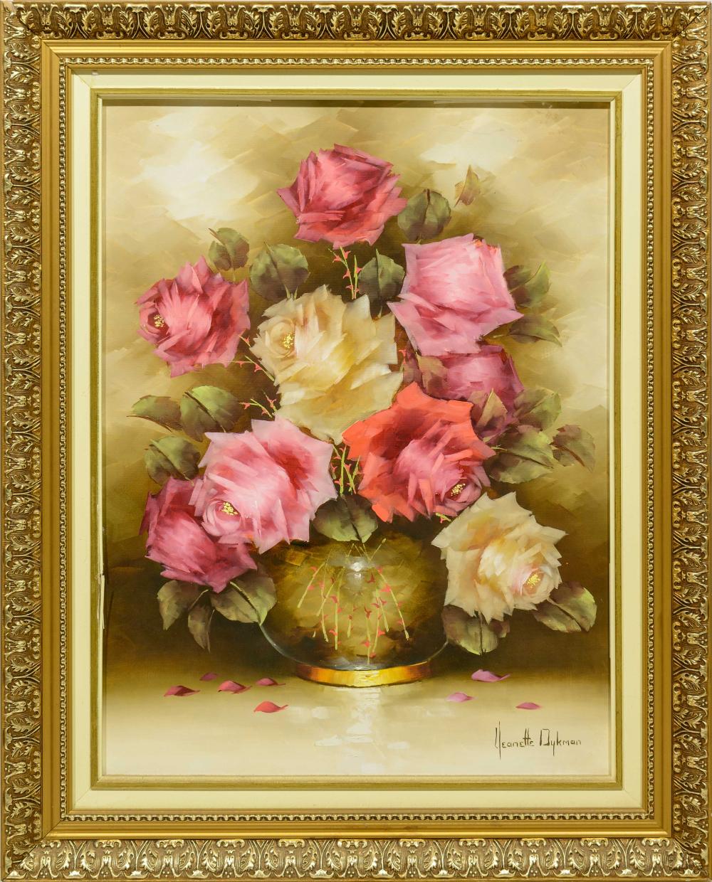 Jeanette Dykman comparable auction result: jeanette dykman sa born 1938 oil still life roses signed 60 x 45