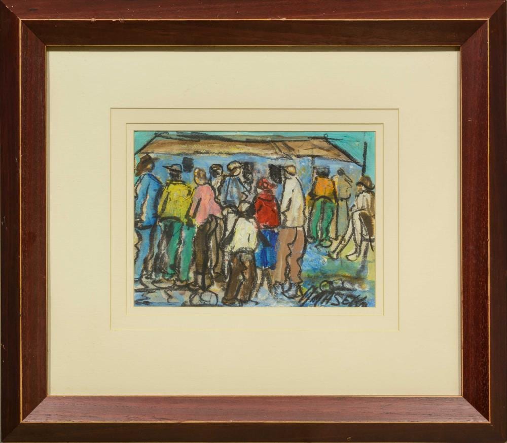 Joe Maseko comparable auction result: joe maseko sa 1940 2008 mixed media figures signed 24 x 32