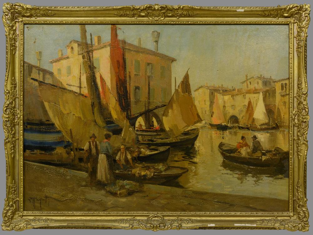Ercole Magrotti comparable auction result: ercole magrotti italian 1890 1958 oil italian coastal scene with figures signed 48 x 68