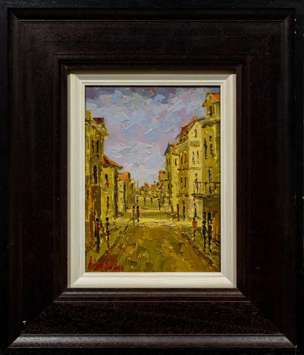 De Wet Matthee comparable auction result: de wet matthee sa born 1979 oil street scene with figures signed 30 x 22