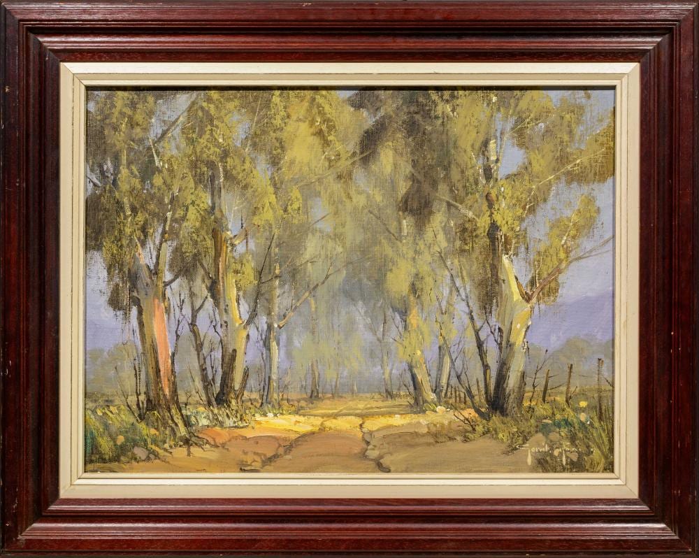 gerrit roon sa 1937 2017 oil country road through gum trees signed 55 x 76 · 5th Avenue Auctioneers · 2025-04-06 Gerrit Roon comparable auction result: gerrit roon sa 1937 2017 oil country road through gum trees signed 55 x 76