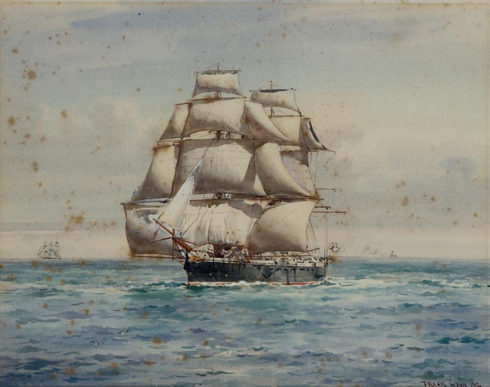 Frank Watson Wood comparable auction result: frank watson wood british 1862 1953 a sailing ironclad of the royal navy circa 1870
