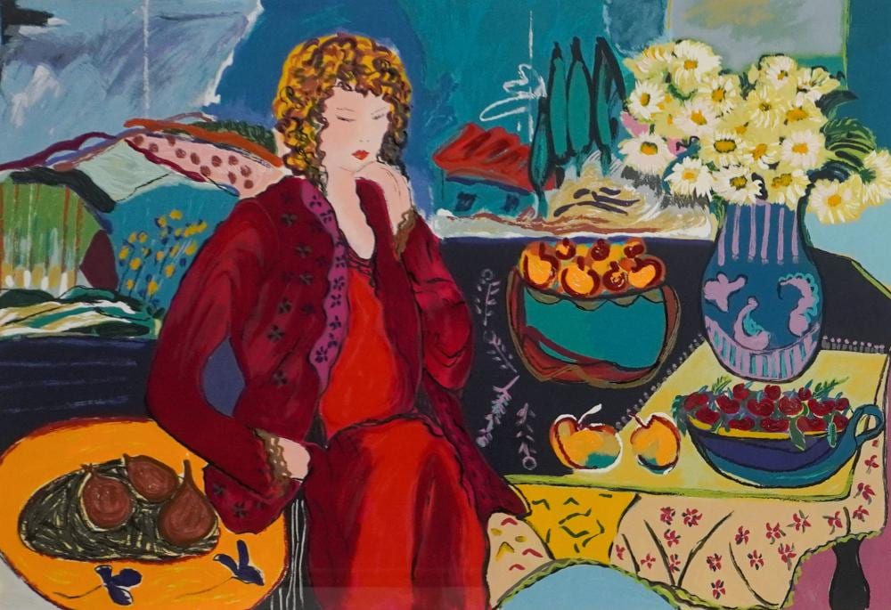 Bracha Guy comparable auction result: bracha guy israeli 1948 interior with woman serigraph frame 43 x 57 in 109 2 x 144 8 cm