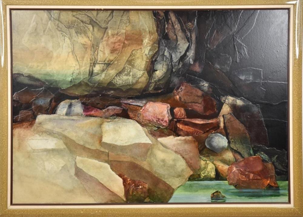Alexander Nepote comparable auction result: alexander nepote 1913 1986 millbrae ca tides edge abyss oil on board signed lower right 95cm x 136cm