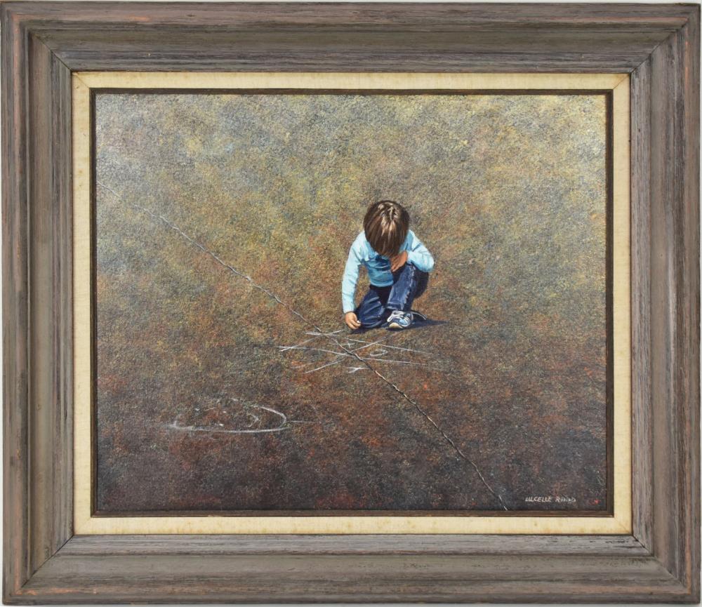 lucelle raad british american born 1942 oil on canvas young boy and blue with chalk 20 x 24 overall franchise 28 x 32 inches · Bill Hood & Sons Arts & Antiques Auctions · 2025-04-08 Lucelle Raad comparable auction result: lucelle raad british american born 1942 oil on canvas young boy and blue with chalk 20 x 24 overall franchise 28 x 32 inches