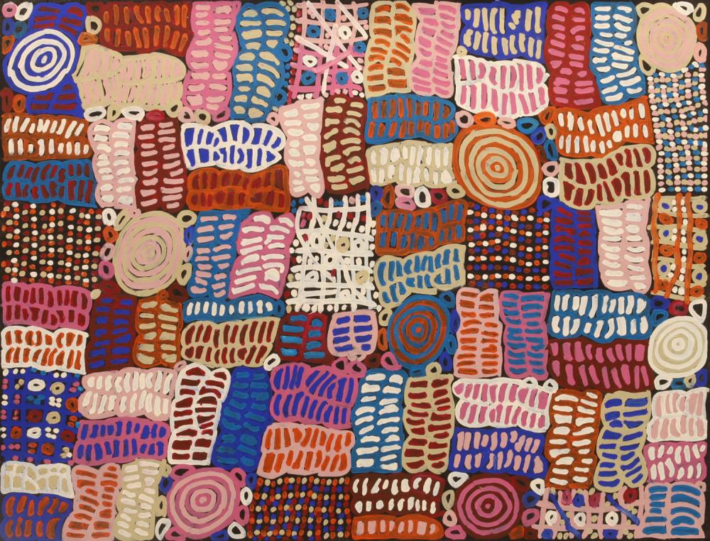 Dora Mbitjana comparable auction result: dora mbitjana body paint acrylic on canvas 98cm x 128cm