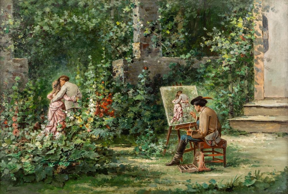 Henri Charles Langerock comparable auction result: henri langerock 1830 1915 witnessing love