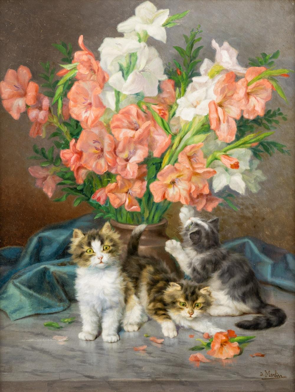 Daniel Merlin comparable auction result: daniel merlin 1861 1933 cats and gladioli