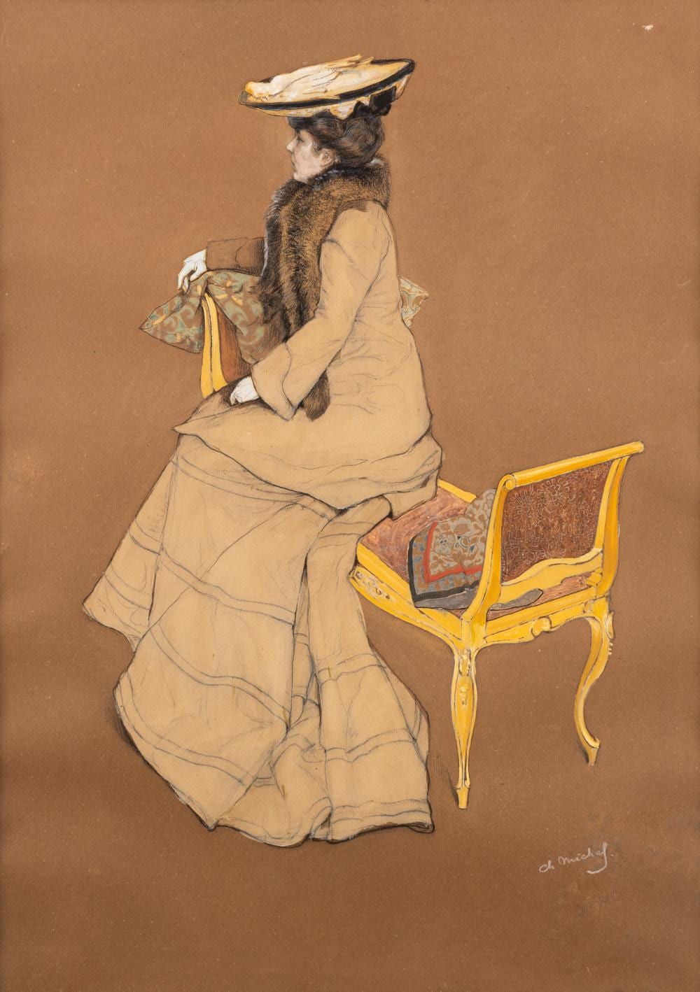 Charles (1874) Michel comparable auction result: charles michel 1874 1967 young lady on a bench