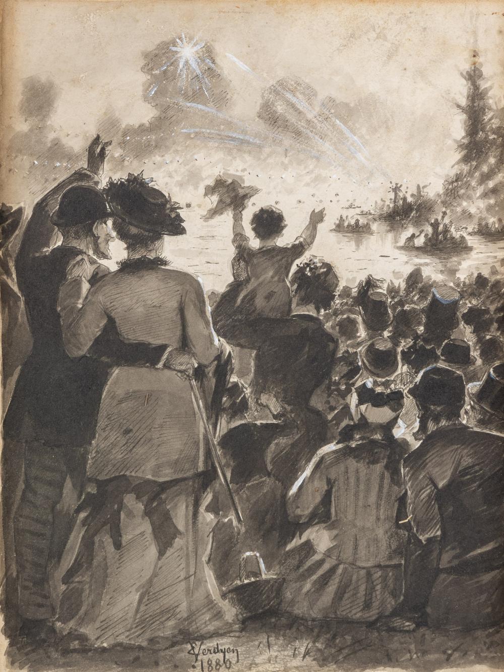 Eugène Verdyen comparable auction result: eug ne verdyen 1836 1903 fireworks 1880