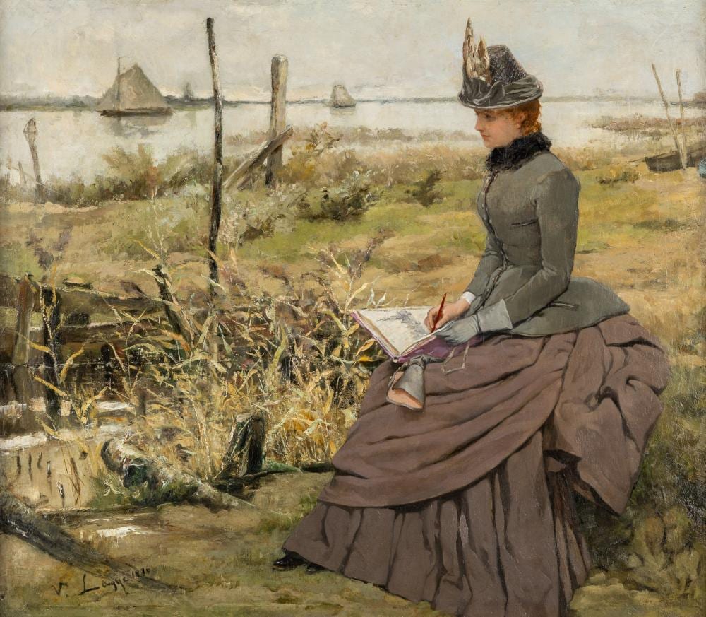 Victor Lagye comparable auction result: victor lagye 1825 1896 l artiste du dessin 1870