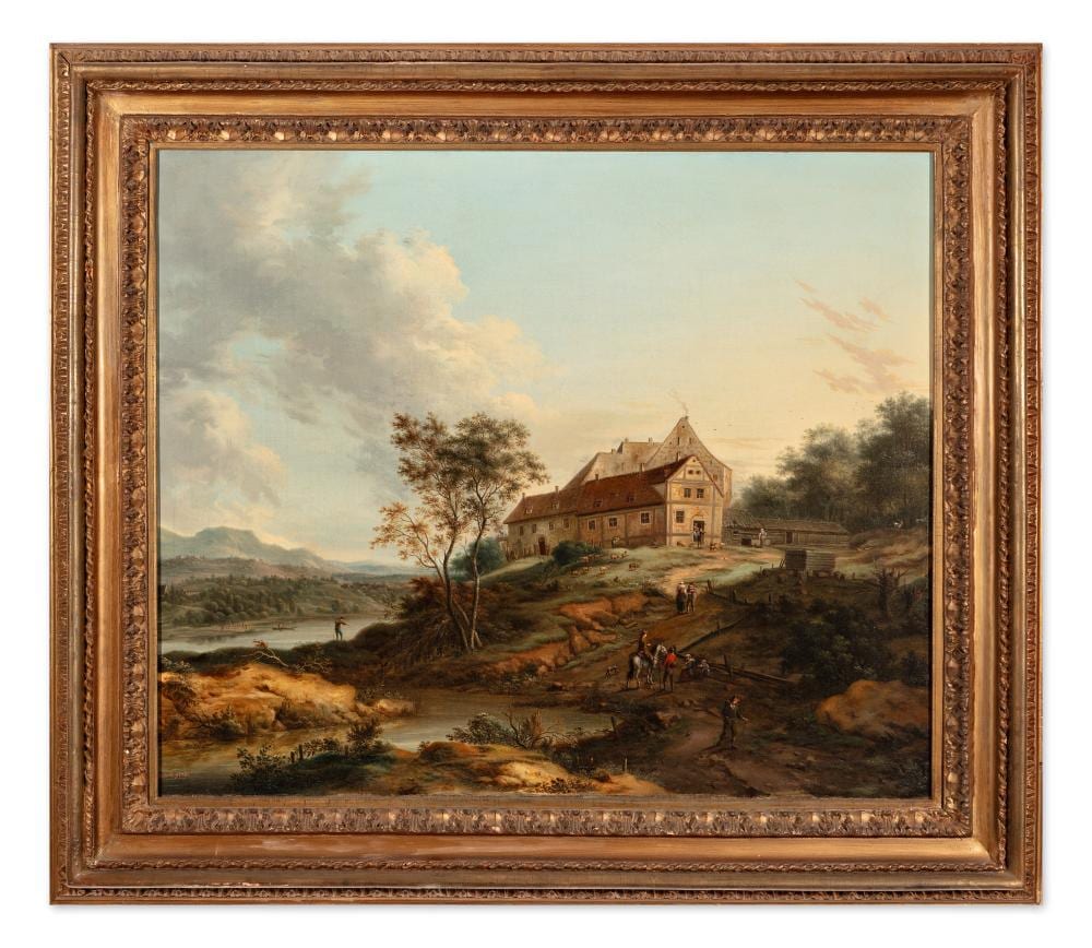 Johann Christian Vollerdt comparable auction result: johann christian vollerdt germany german 1708 1769 landscape with homestead