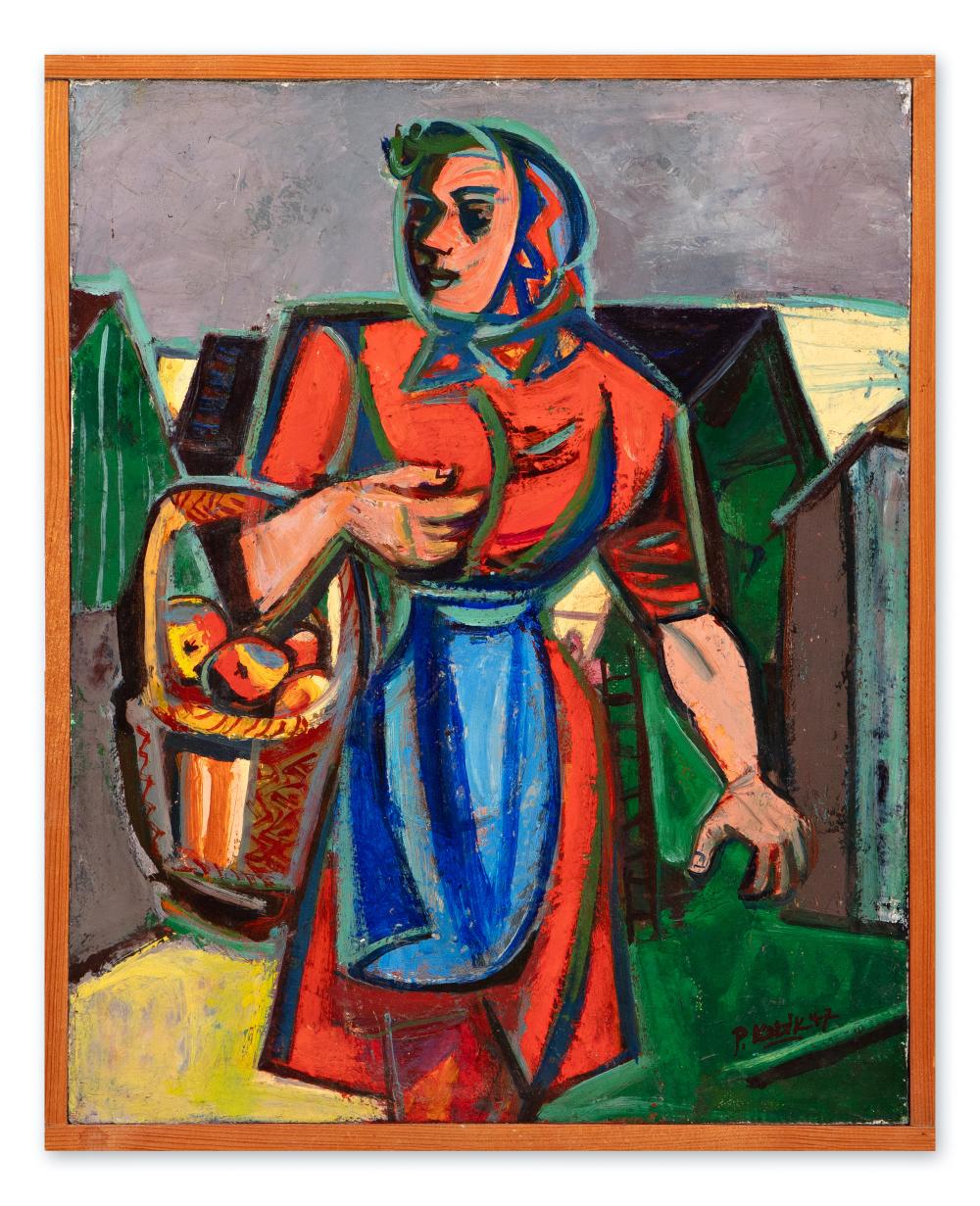Pravoslav Kotík comparable auction result: pravoslav kot k czech bohemian 1889 1970 woman with a basket of apples