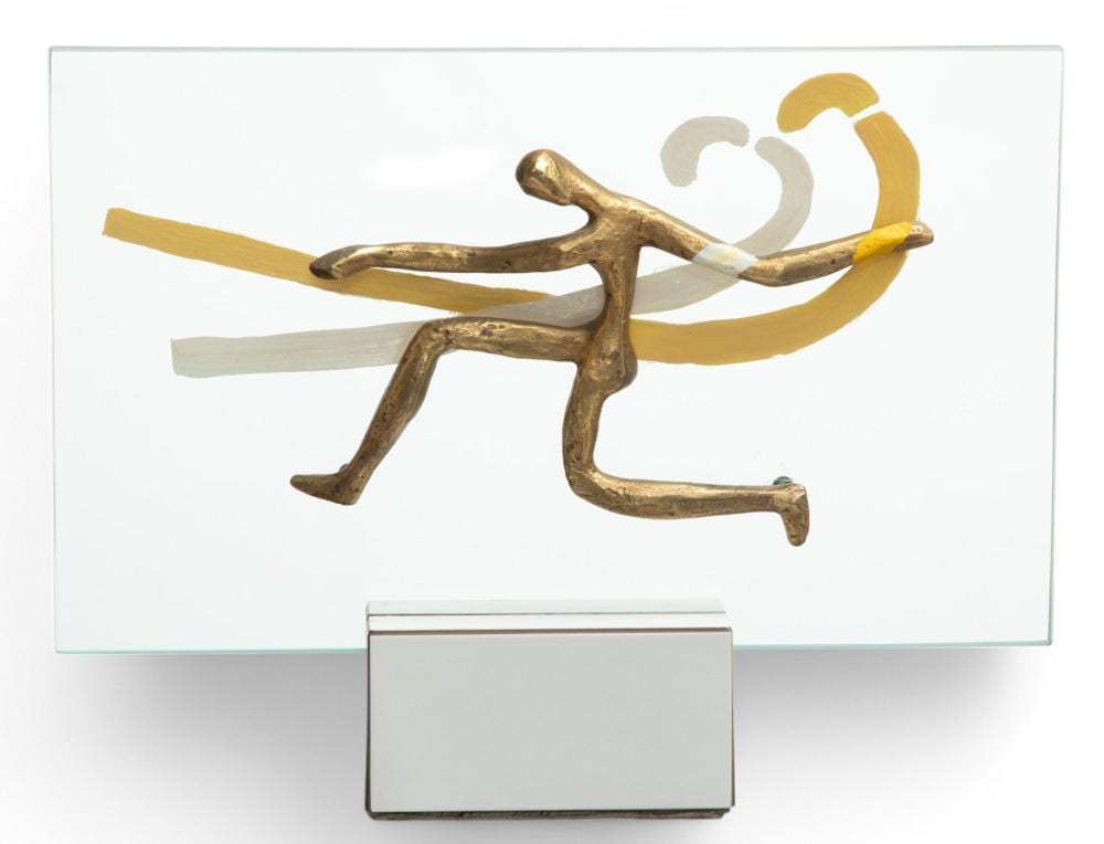 Mary Callery comparable auction result: mary callery american 1903 1977 paint and bronze on glass with formica base 1954 study for raphael h 6 8 w 11 depth 1