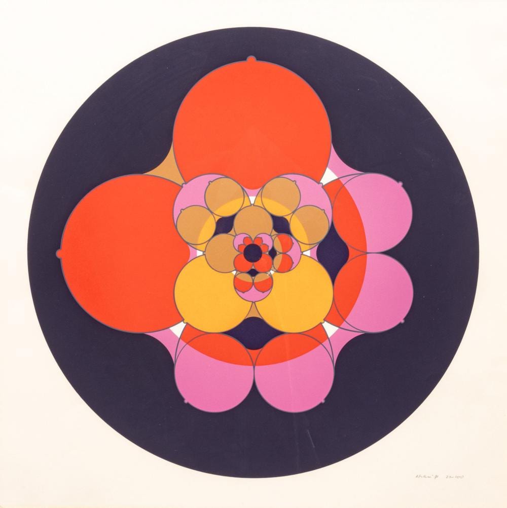 Ronald Abram comparable auction result: ronald abram american 1938 1999 silkscreen on paper 1971 infinitesimale constantes dia 20 3