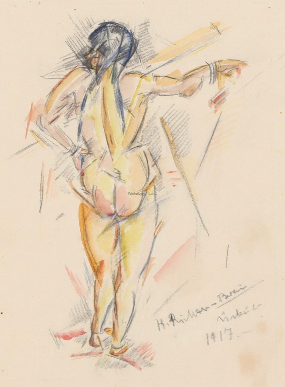 Heinrich Richter-Berlin comparable auction result: h richter berlin r ckenakt einer mazedonierin
