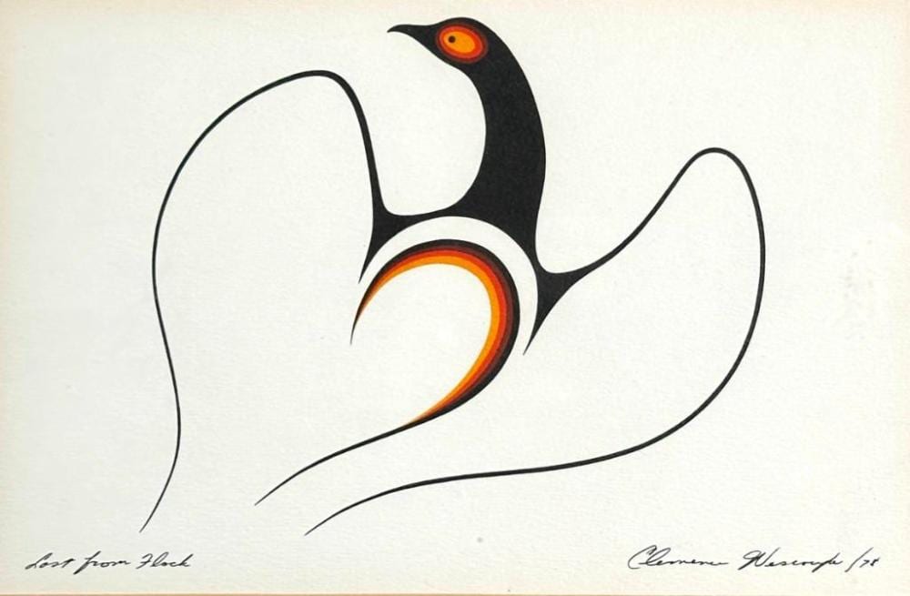 Clemence Wescoupe comparable auction result: clemence wescoupe serigraph lost from the flock