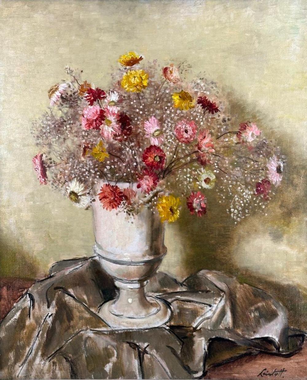 Edward Barnard Lintott comparable auction result: edward barnard lintott oil straw flowers