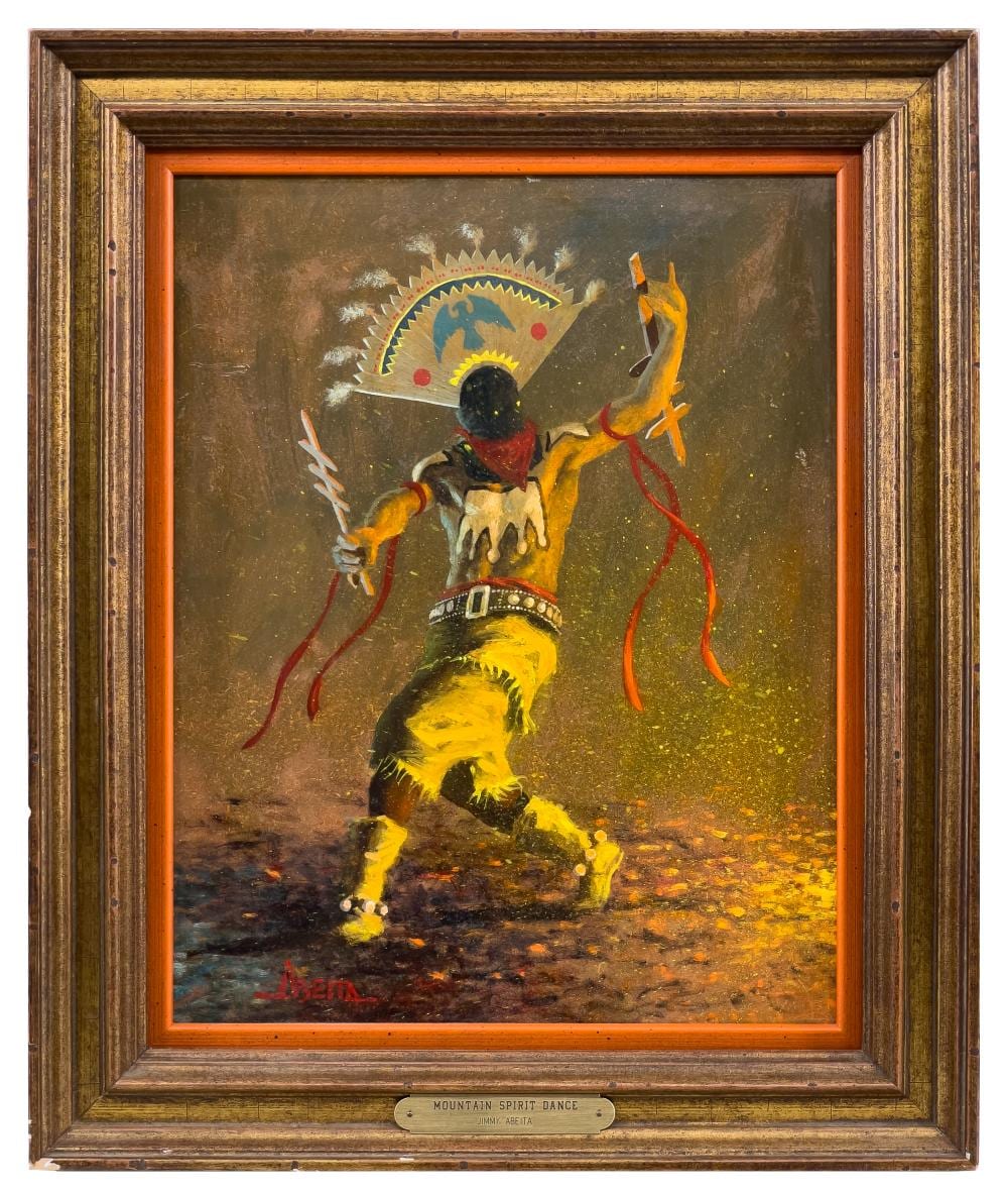 Jim Abeita comparable auction result: jimmy abeita mountain spirit dance oil on board