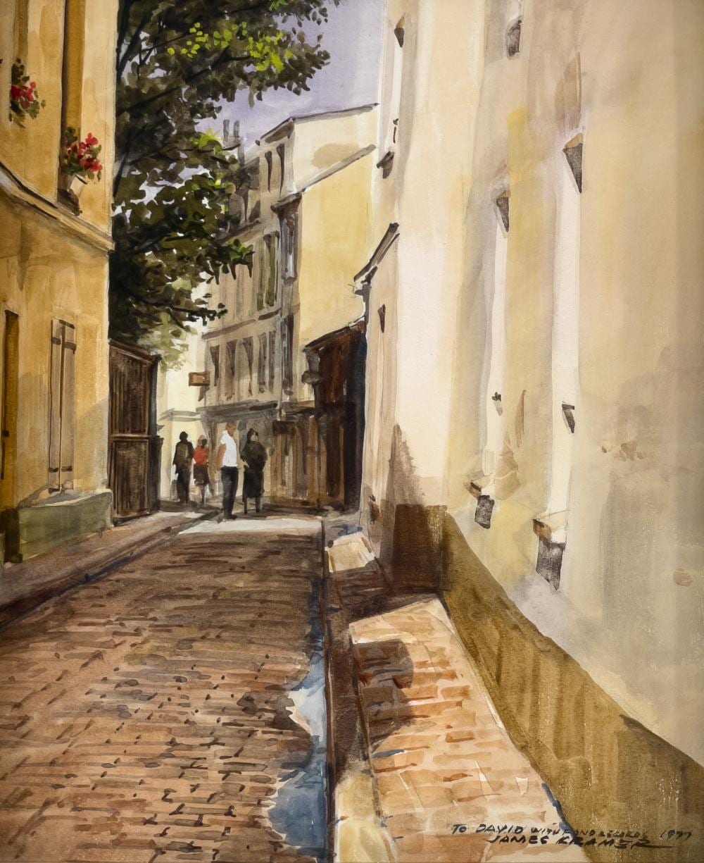 james kramer rue de la bonne watercolor on paper · Bradford's · 2025-04-27 James Kramer comparable auction result: james kramer rue de la bonne watercolor on paper