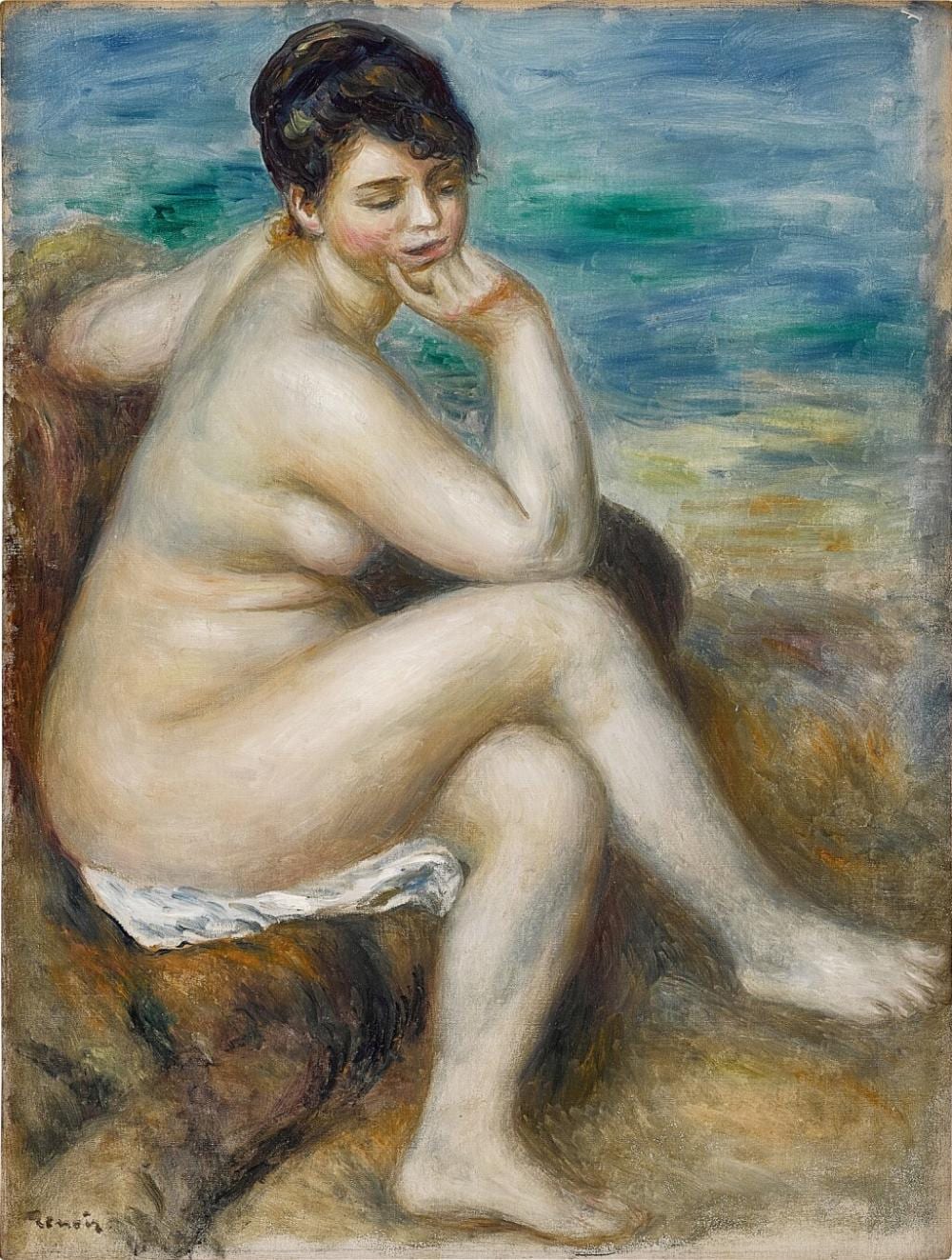 Pierre-Auguste Renoir 皮耶・奧古斯特・雷諾瓦 | Baigneuse accoudée 坐姿浴女 comparable sale