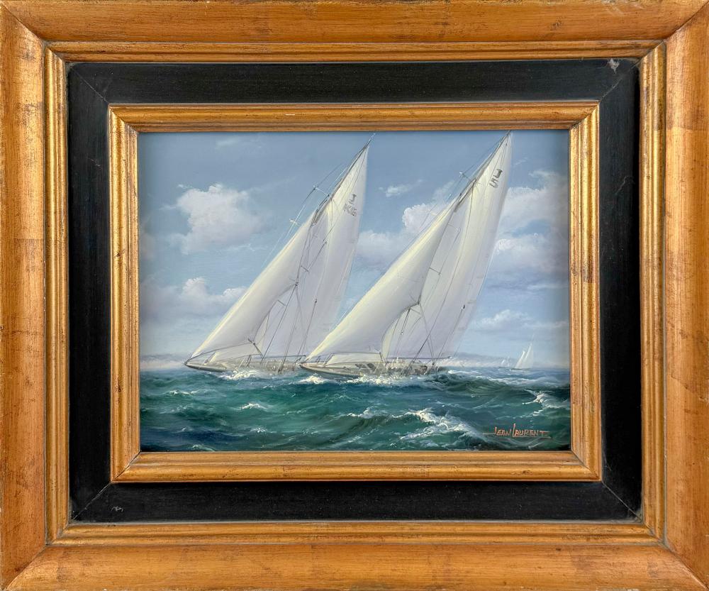 Jean Laurent comparable auction result: jean laurent massachusetts france south korea 1898 1988 yachts racing oil on canvas 12 x 16 framed 20 x 24