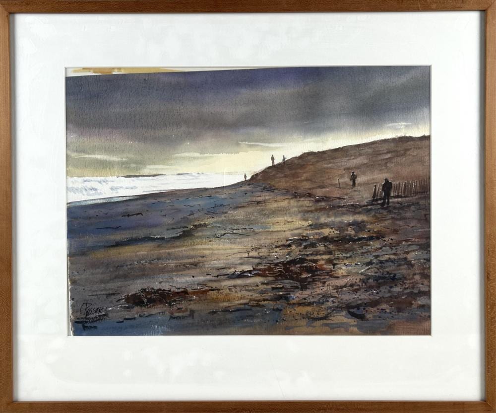 Curtis Rosser comparable auction result: curtis rosser massachusetts 1927 2005 figures on a winter beach watercolor on paper 14 x 18 sight framed 21 5 x 26