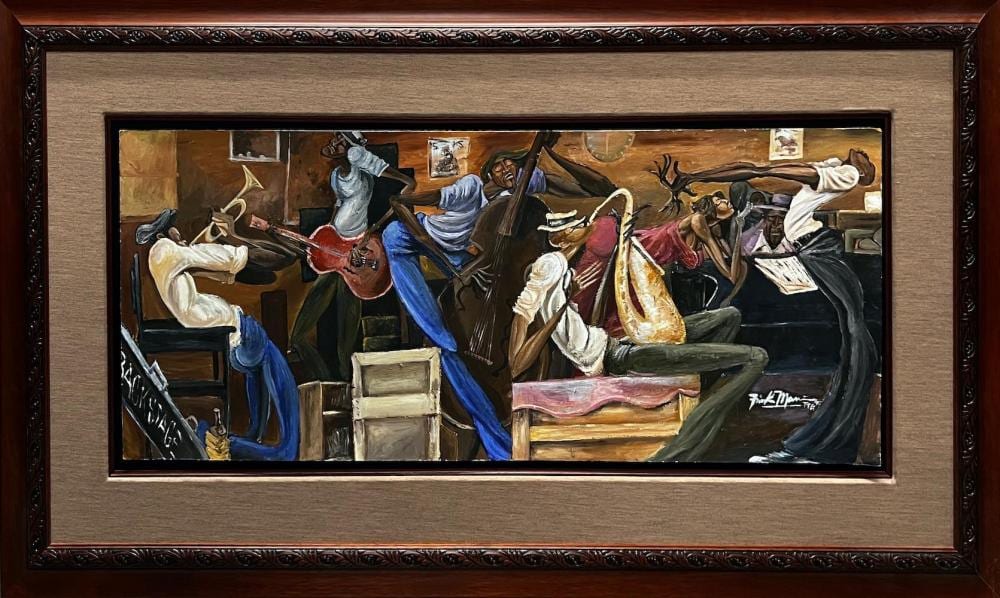 Frank Morrison comparable auction result: frank morrison back stage original framed painting