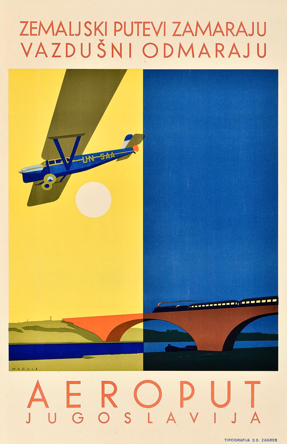 Hans Wagula comparable auction result: hans wagula 1894 1964 aeroput jugoslavija 1930 36 x24 inches 93 x61 cm tipografia d d zagreb