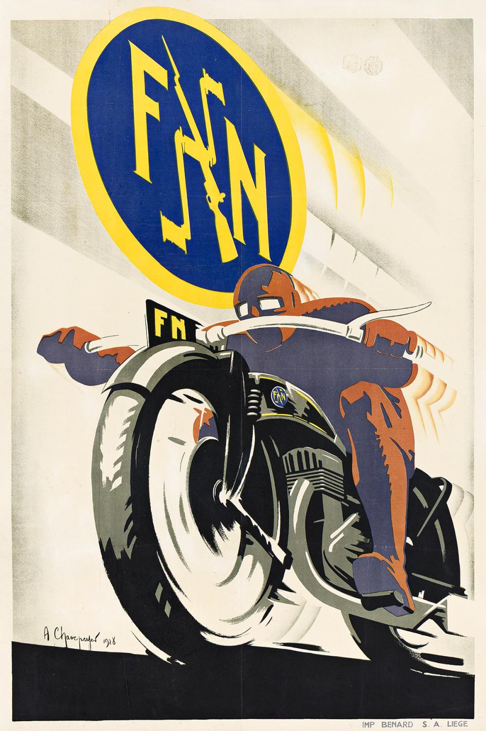 albert chavepeyer 1899 1986 fn fabrique nationale 1928 46 x31 inches 118 x79 cm b nard li ge · Swann Auction Galleries · 2025-04-24 Albert Chavepeyer comparable auction result: albert chavepeyer 1899 1986 fn fabrique nationale 1928 46 x31 inches 118 x79 cm b nard li ge