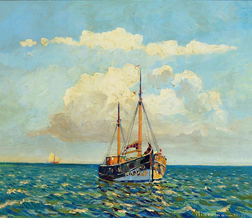 Heinz Mindermann comparable auction result: heinz mindermann 1872 bremen 1959 norderney fishing boat