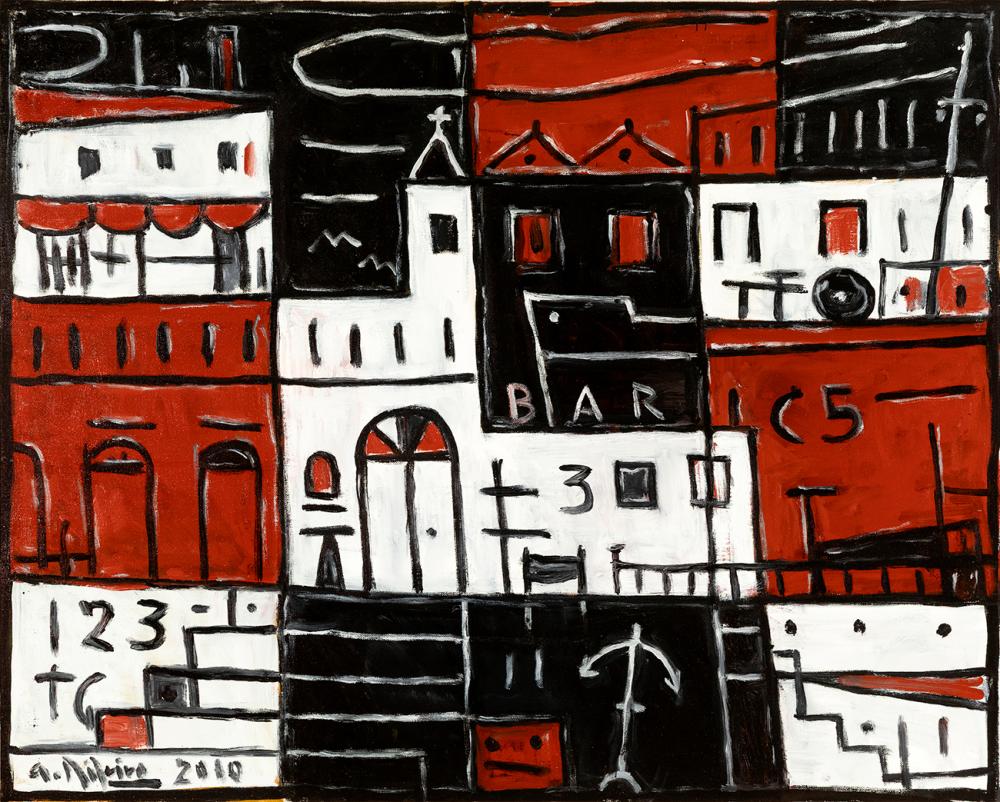 Alceu Ribeiro comparable auction result: alceu ribeiro artigas uruguay 1919 palma de mallorca 2013 constructive 2010 oil on canvas signed and dated in the lower left corner
