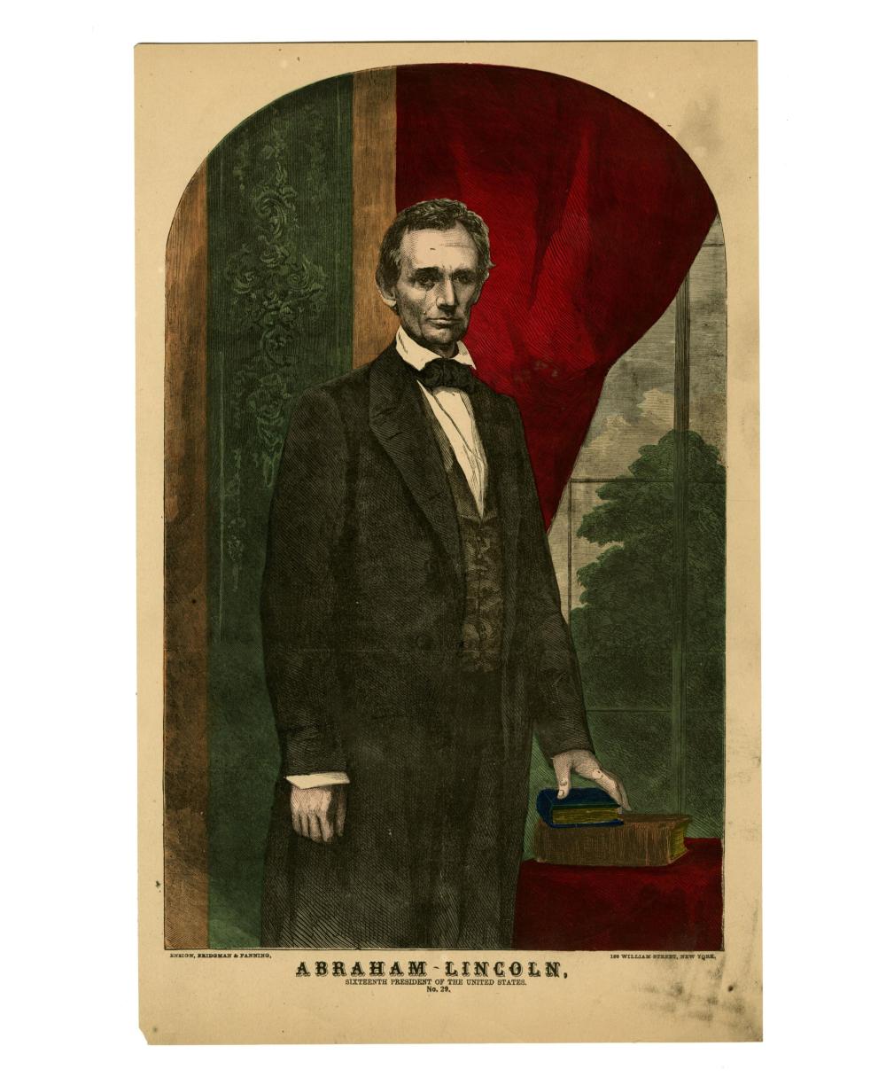 Lincoln Colored Print Based Off Brady's Meserve No. 20, Most Famous Beardless Portrait sold by University Archives, lot 95 — auction record photograph