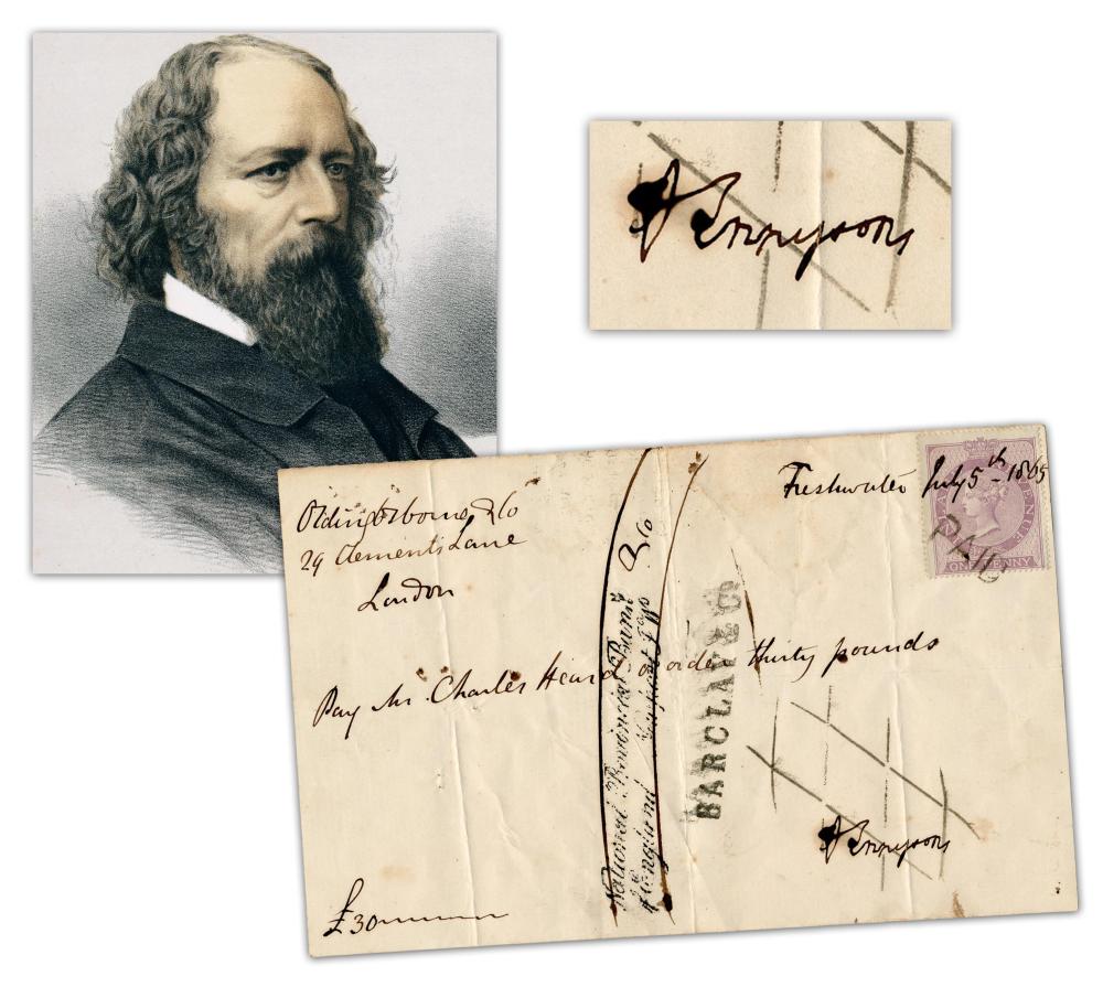 Alfred (1888) Martin comparable auction result: alfred lord tennyson signed check from isle of wight retreat