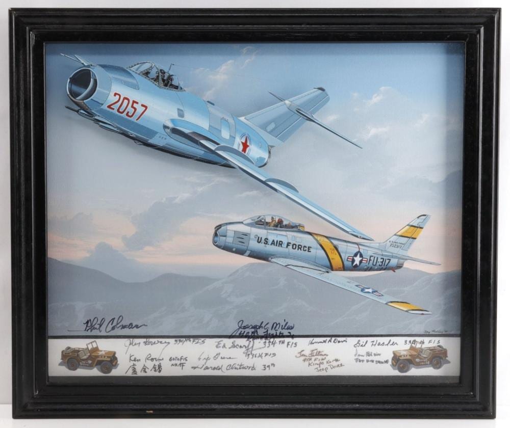 ray waddey 2 us ussr fighter jet signed painting · Affiliated Auctions & Realty LLC · 2025-04-16 Ray Waddey comparable auction result: ray waddey 2 us ussr fighter jet signed painting