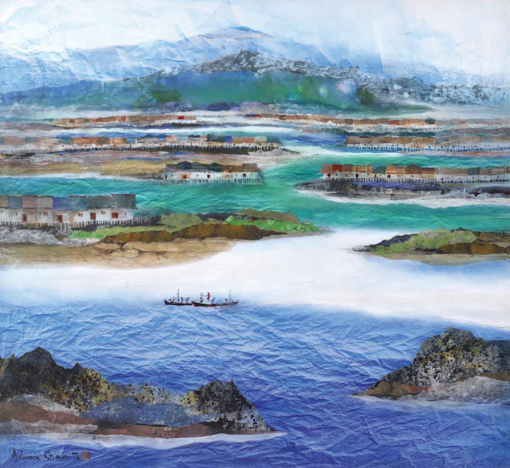Chan  Jehan comparable auction result: jehan chan b 1937 2011 fishing village 1996