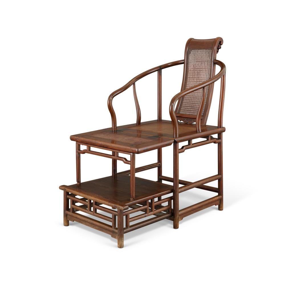 An Extremely Rare Huanghuali Continuous Horseshoe-Back RECLINING ARMCHAIR. comparable sale