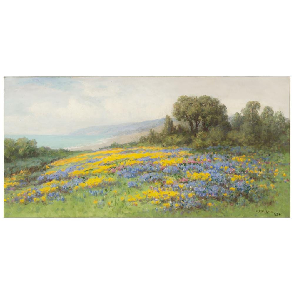 William Franklin Jackson comparable auction result: william franklin jackson 1850 1936 blooming wildflowers on the california coast 13 x 26 in framed 20 x 32 3 4 in