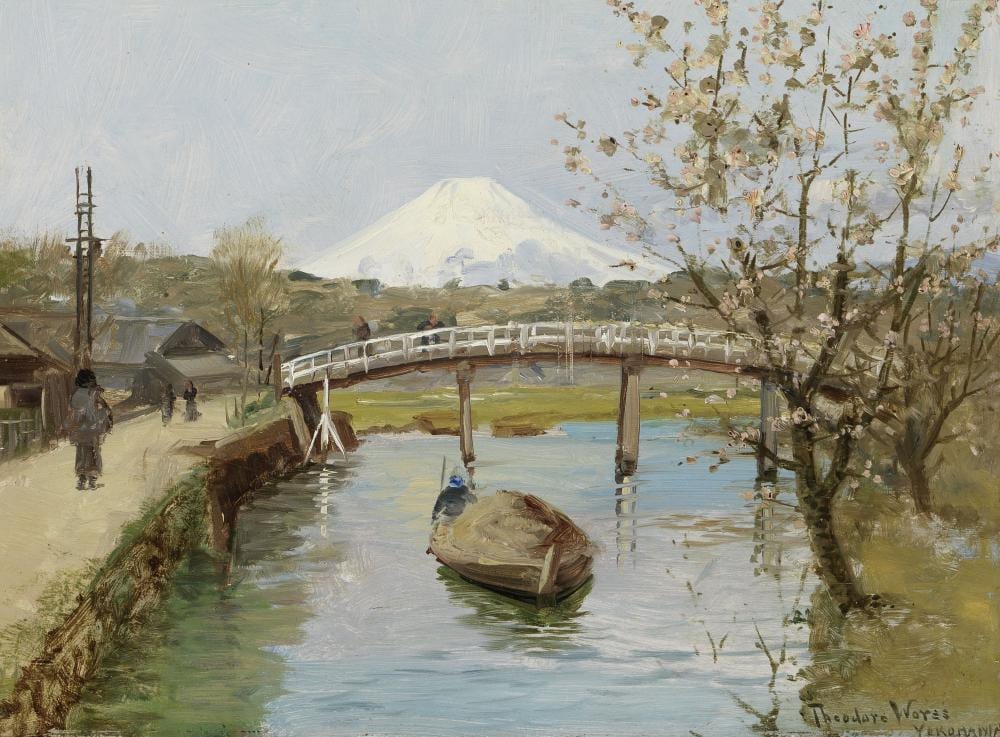 Theodore Wores comparable auction result: theodore wores 1859 1939 view of mt fujiyama from yokohama 9 x 12 in framed 15 1 2 x 18 1 2 in painted in 1895