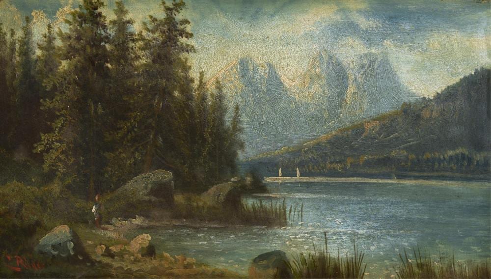 Anton Pick comparable auction result: anton pick carl rieder untitled lake scene oil on board 17 x 30 cm 6 6 x 11 8 in frame 30 x 43 x 4 cm 11 8 x 16 9 x 1 5 in