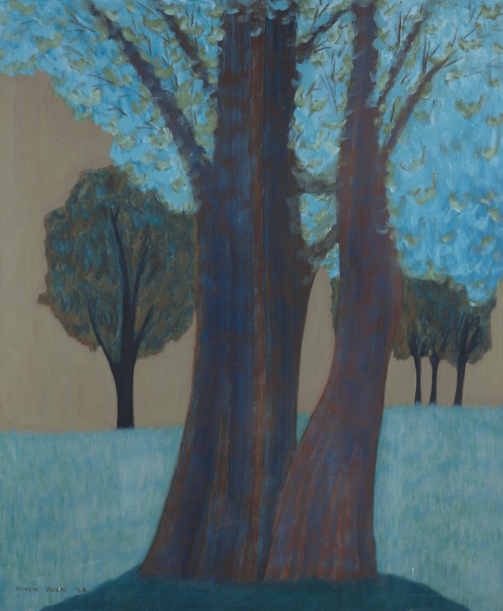 March Avery comparable auction result: march avery oil on canvas purple trees 1968