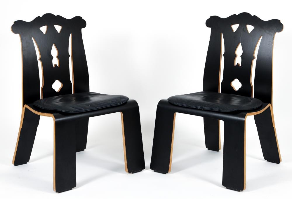Robert Venturi comparable auction result: pair of robert venturi for knoll chippendale chairs