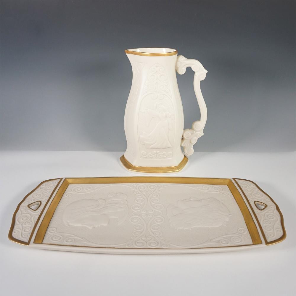 Laszlo Ispanky comparable auction result: 2pc lenox romeo juliet pitcher and tray by laszlo ispanky