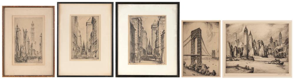 Nat Lowell comparable auction result: nat lowell new york 1880 1956 five new york city scenes etchings from 13 25 x 8 5 sight to 16 75 x 12 5 sight unframed