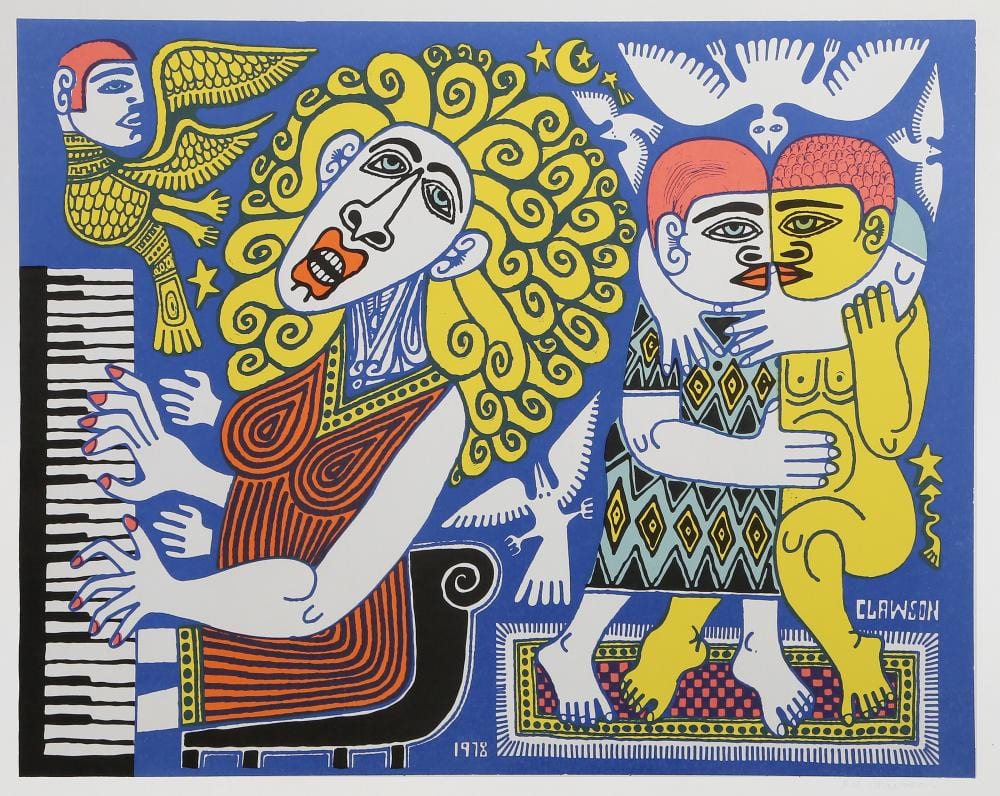 Rex Clawson comparable auction result: rex clawson piano player screenprint
