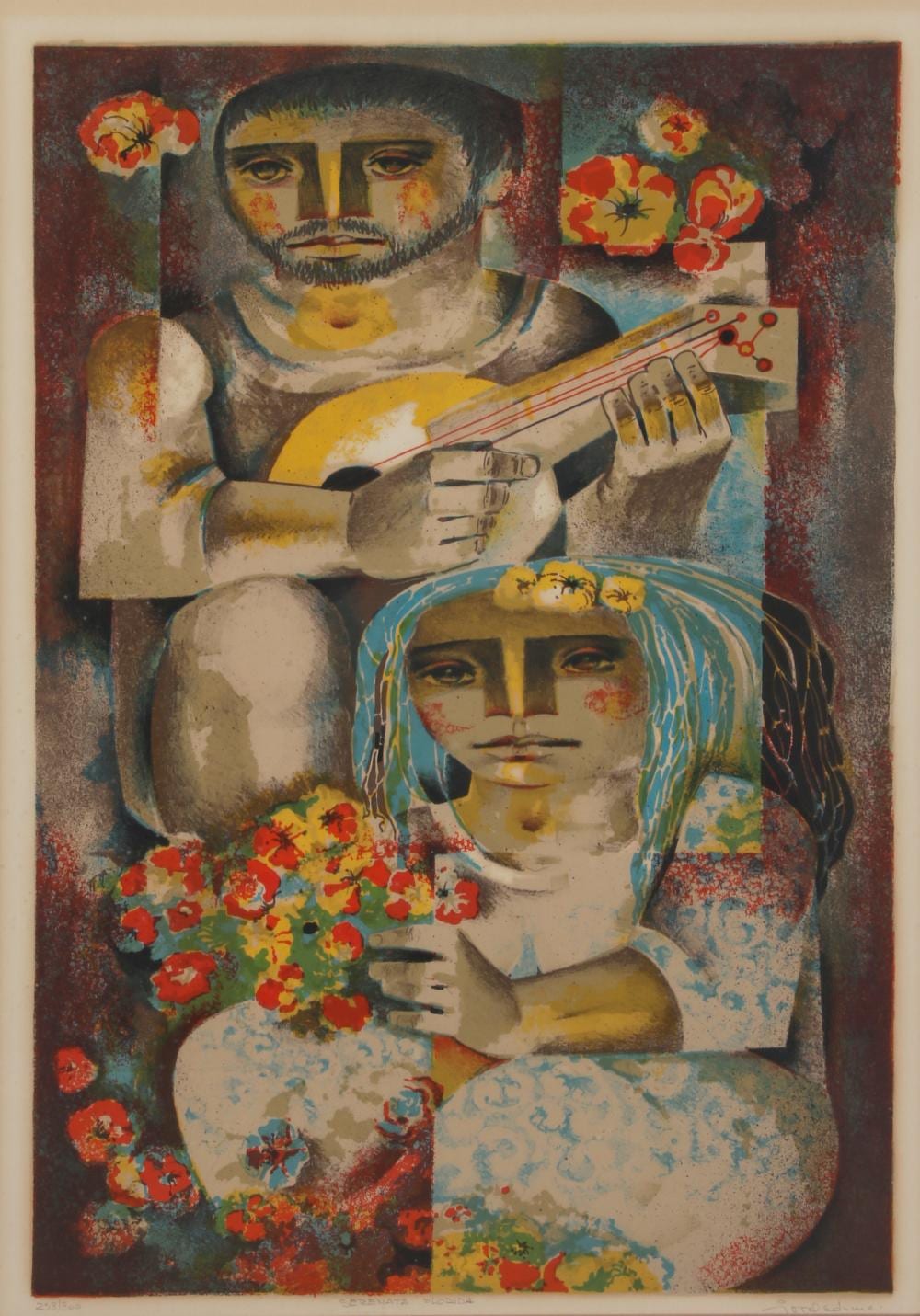 Jorge Dumas comparable auction result: jorge dumas uruguay 1928 1985 serenata florida lithograph in colors on wove paper 23 x 34in 59 x 86cm