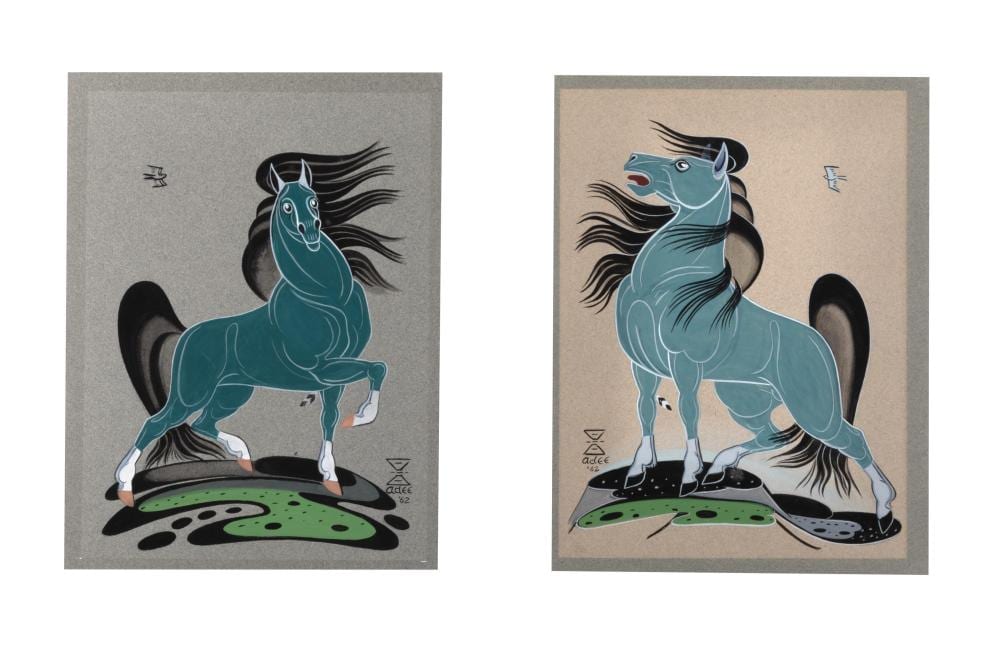 Adee Dodge comparable auction result: adee dodge pair of green horses 1962