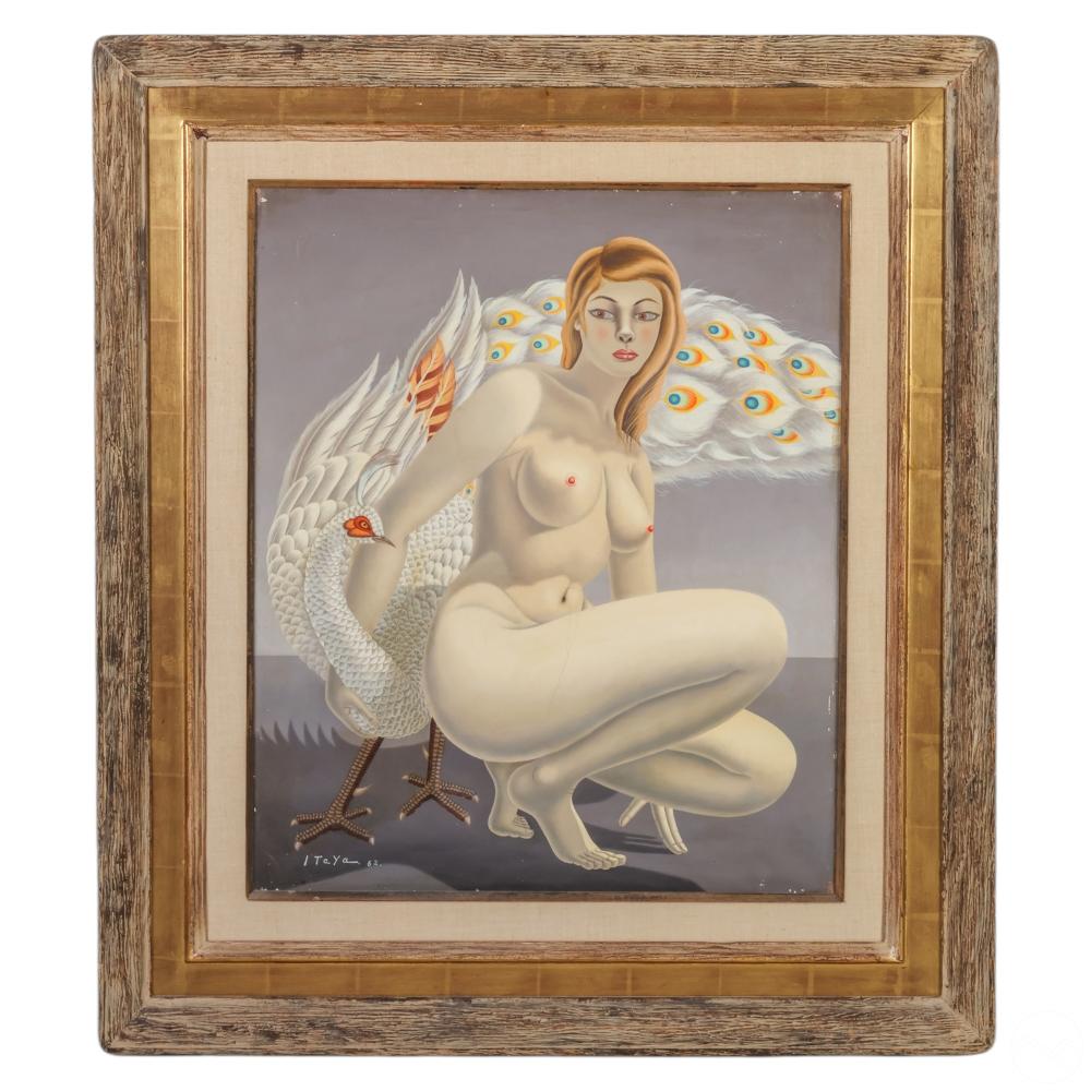 Foussa Itaya comparable auction result: foussa itaya b 1919 female nude peacock painting