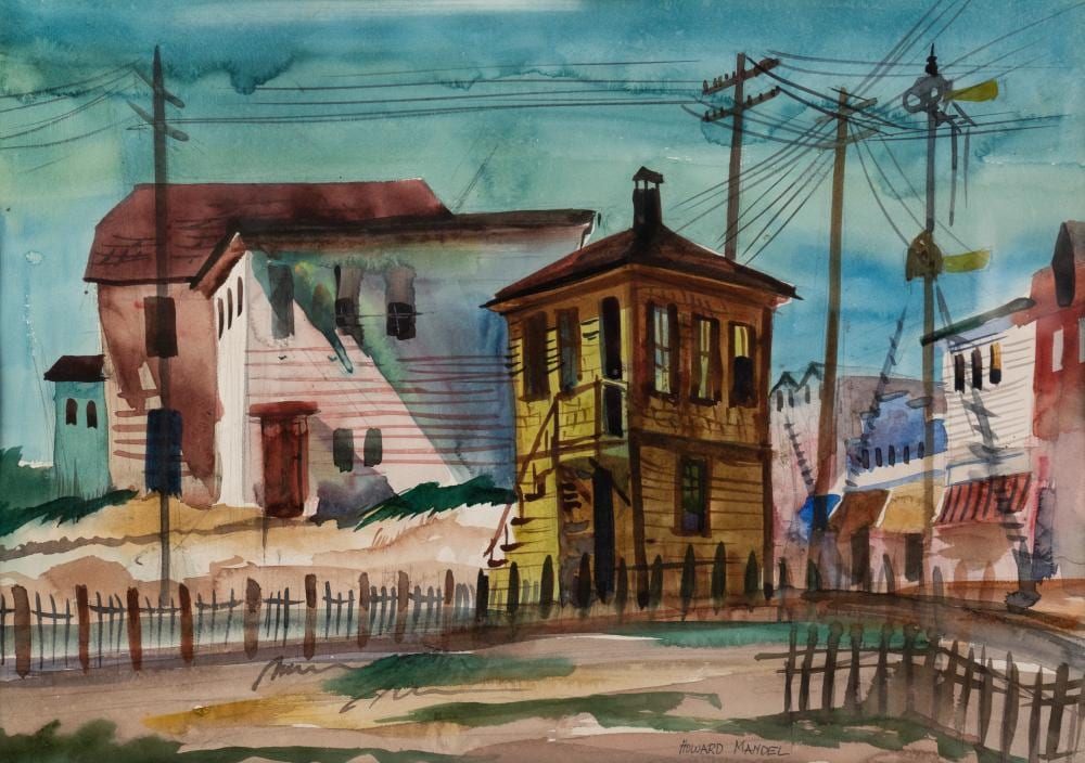 Howard Mandel comparable auction result: howard mandel lil r r crossing watercolor on paper